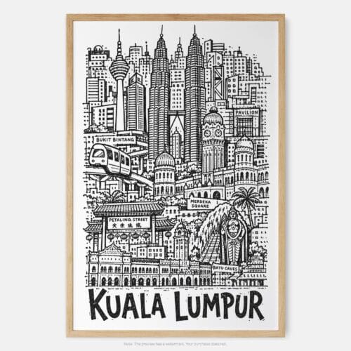 01 - Kuala Lumpur City Art - Pencil Style Art Print - Main - Vertical.jpg