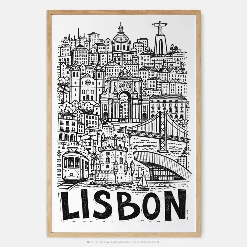 01 - Lisbon City Art - Pencil Style Art Print - Main - Vertical.jpg 01 - Lisbon City Art - Pencil Style Art Print - Main - Vertical.jpg