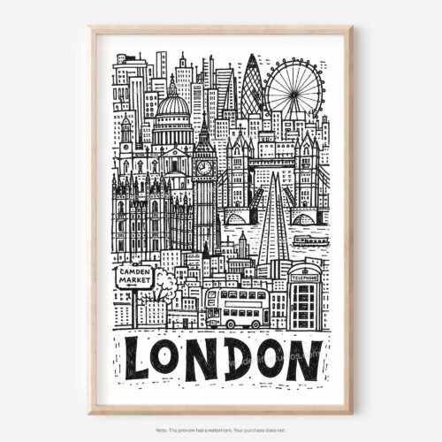 01 - London City Art - Pencil Style Art - Digital Download - Main.jpg