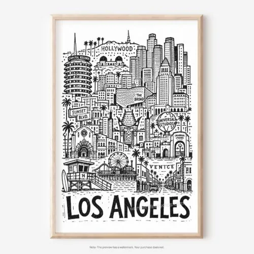 01 - Los Angeles City Art - Pencil Style Art - Digital Download - Main.jpg