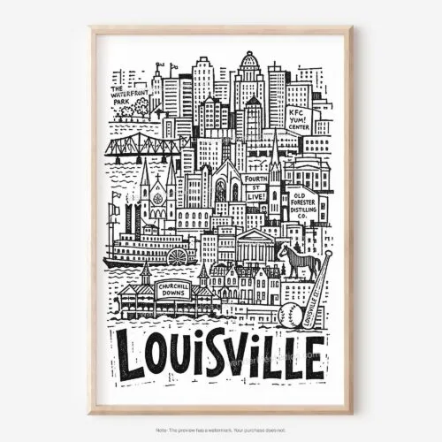 01 - Louisville City Art - Pencil Style Art - Digital Download - Main.jpg