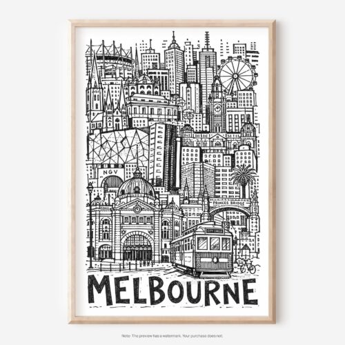 01 - Melbourne City Art - Pencil Style Art - Digital Download - Main.jpg