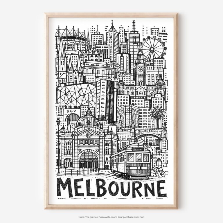 01 - Melbourne City Art - Pencil Style Art - Digital Download - Main.jpg