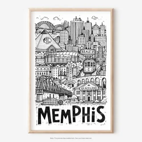 01 - Memphis City Art - Pencil Style Art - Digital Download - Main.jpg