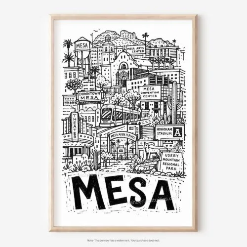 01 - Mesa City Art - Pencil Style Art - Digital Download - Main.jpg
