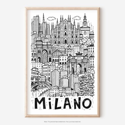 01 - Milano City Art - Pencil Style Art - Digital Download - Main.jpg