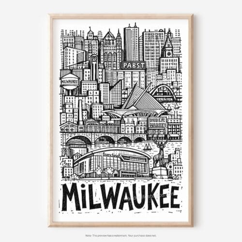 01 - Milwaukee City Art - Pencil Style Art - Digital Download - Main.jpg