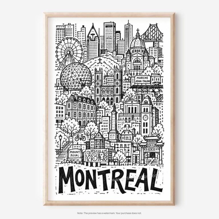 01 - Montreal City Art - Pencil Style Art - Digital Download - Main.jpg