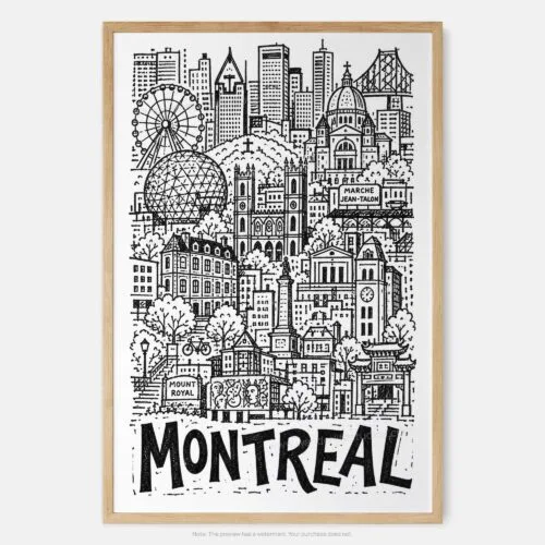 01 - Montreal City Art - Pencil Style Art Print - Main - Vertical.jpg