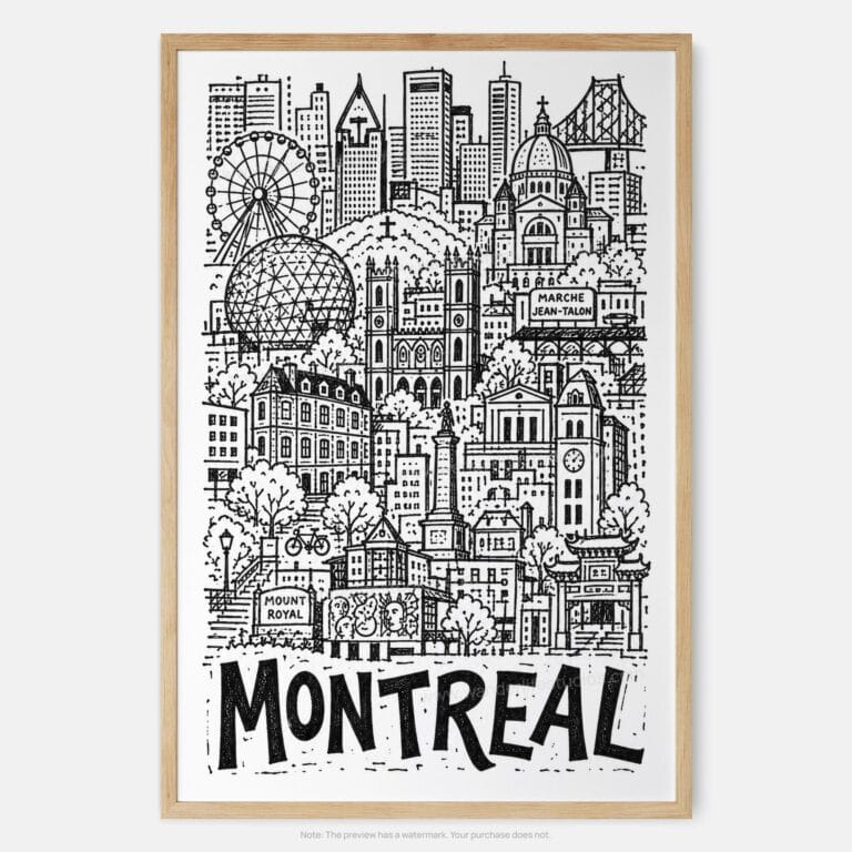 01 - Montreal City Art - Pencil Style Art Print - Main - Vertical.jpg