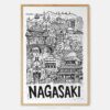 01 - Nagasaki City Art - Pencil Style Art Print - Main - Vertical.jpg