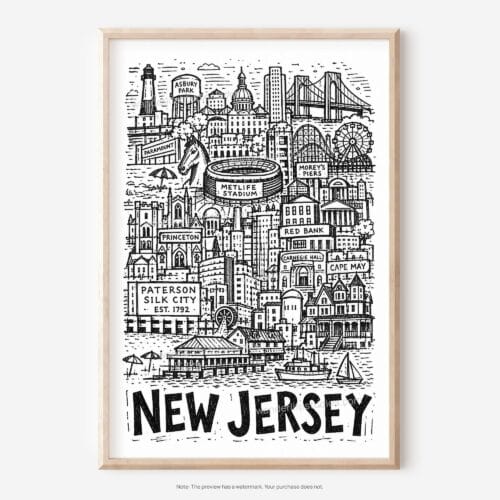 01 - New Jersey City Art - Pencil Style Art - Digital Download - Main.jpg