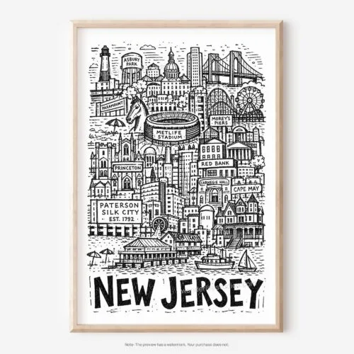 01 - New Jersey City Art - Pencil Style Art - Digital Download - Main.jpg