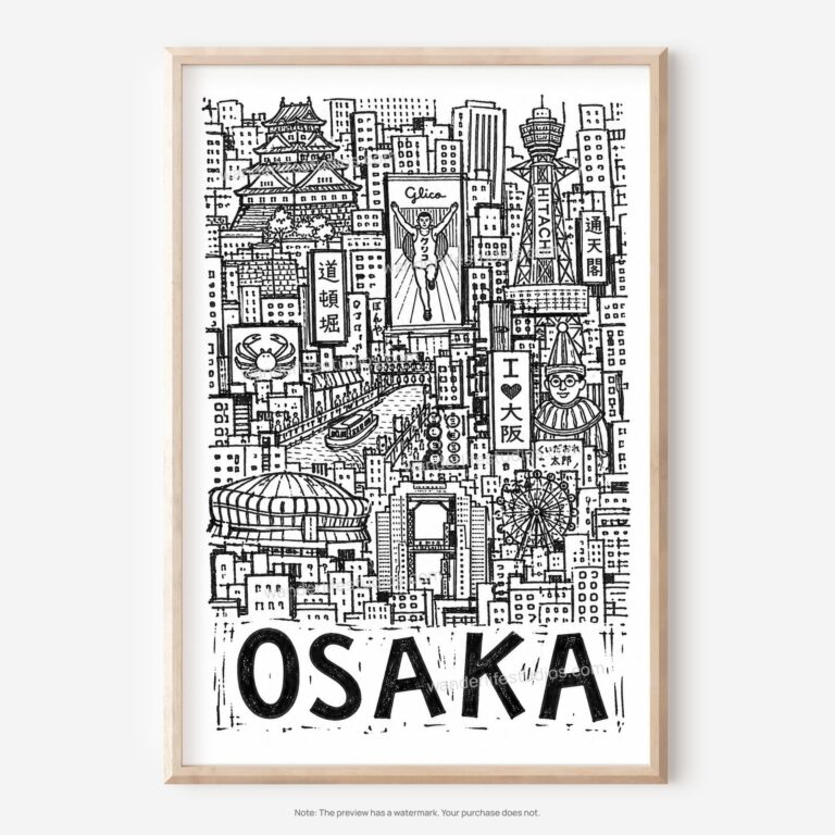 01 - Osaka City Art - Pencil Style Art - Digital Download - Main.jpg