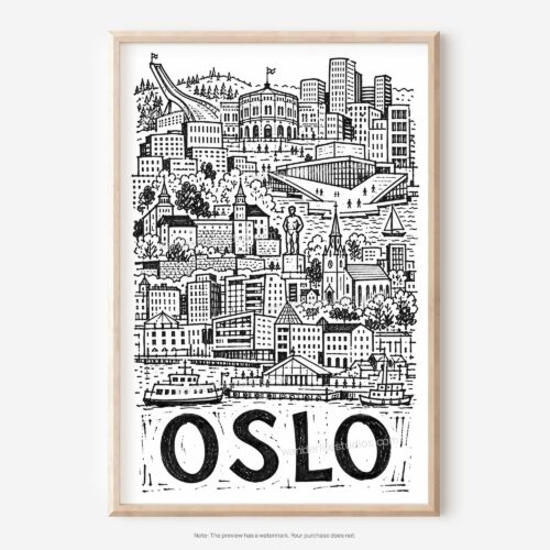 01 - Oslo City Art - Pencil Style Art - Digital Download - Main.jpg