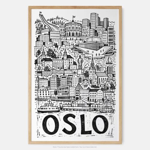 01 - Oslo City Art - Pencil Style Art Print - Main - Vertical.jpg
