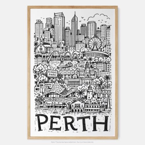 01 - Perth City Art - Pencil Style Art Print - Main - Vertical.jpg
