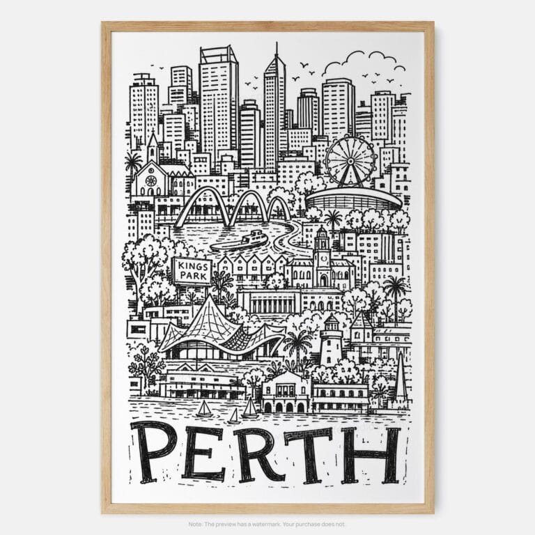 01 - Perth City Art - Pencil Style Art Print - Main - Vertical.jpg