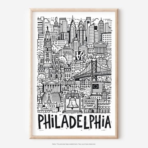 01 - Philadelphia City Art - Pencil Style Art - Digital Download - Main.jpg