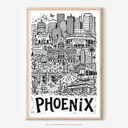 01 - Phoenix City Art - Pencil Style Art - Digital Download - Main.jpg
