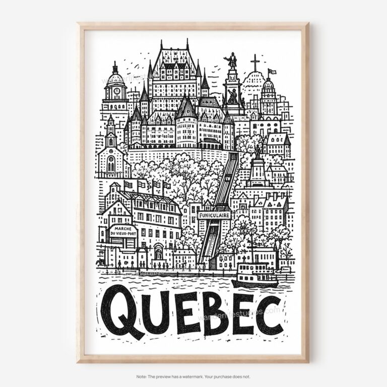 01 - Quebec City Art - Pencil Style Art - Digital Download - Main.jpg