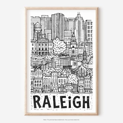 01 - Raleigh City Art - Pencil Style Art - Digital Download - Main.jpg