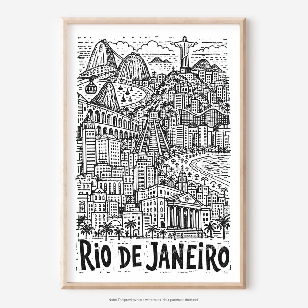 01 - Rio de Janeiro City Art - Pencil Style Art - Digital Download - Main.jpg 01 - Rio de Janeiro City Art - Pencil Style Art - Digital Download - Main.jpg