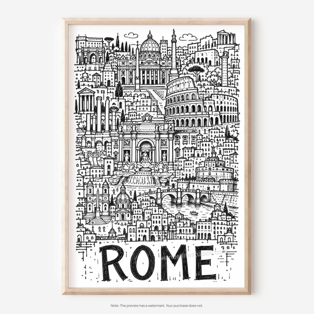 01 - Rome City Art - Pencil Style Art - Digital Download - Main.jpg 01 - Rome City Art - Pencil Style Art - Digital Download - Main.jpg