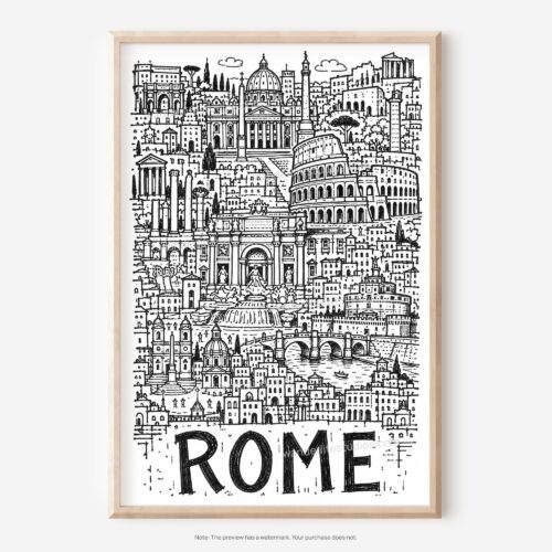01 - Rome City Art - Pencil Style Art - Digital Download - Main.jpg