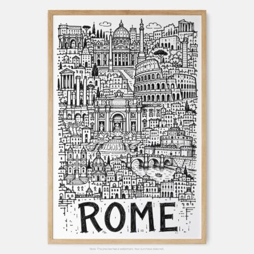 01 - Rome City Art - Pencil Style Art Print - Main - Vertical.jpg