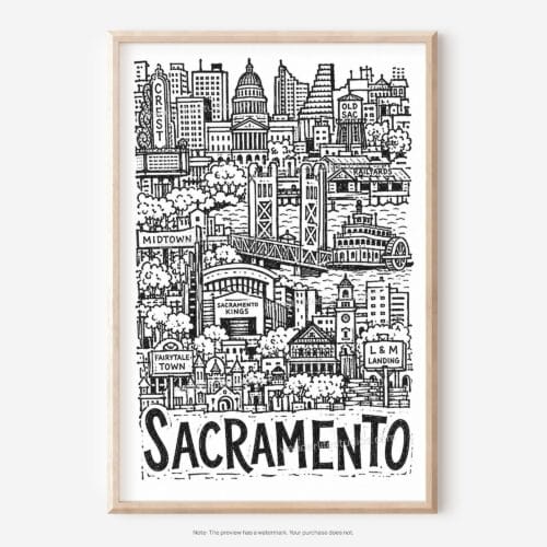01 - Sacramento City Art - Pencil Style Art - Digital Download - Main.jpg