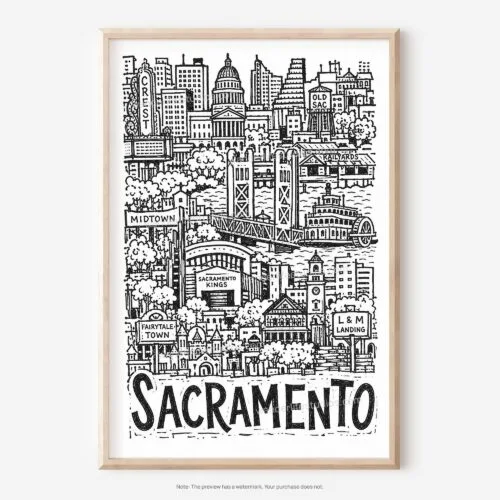 01 - Sacramento City Art - Pencil Style Art - Digital Download - Main.jpg