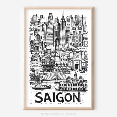 01 - Saigon City Art - Pencil Style Art - Digital Download - Main.jpg