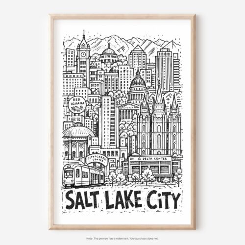 01 - Salt Lake City Art - Pencil Style Art - Digital Download - Main.jpg