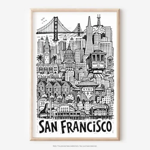 01 - San Francisco City Art - Pencil Style Art - Digital Download - Main.jpg