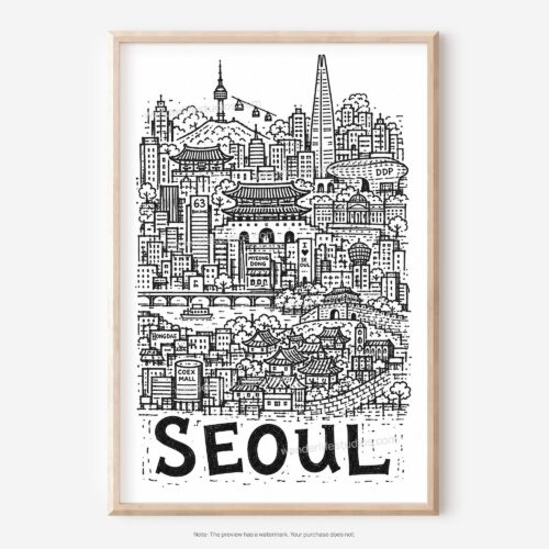01 - Seoul City Art - Pencil Style Art - Digital Download - Main.jpg