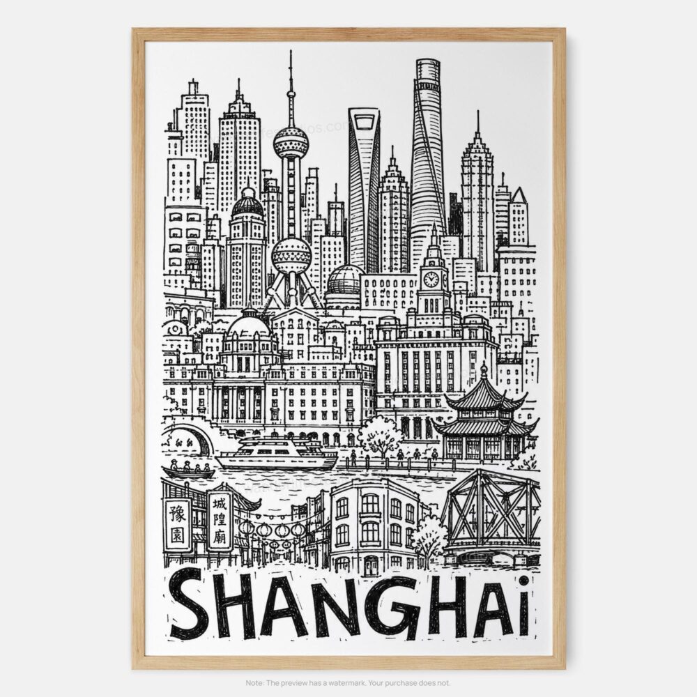 01 - Shanghai City Art - Pencil Style Art Print - Main - Vertical.jpg 01 - Shanghai City Art - Pencil Style Art Print - Main - Vertical.jpg