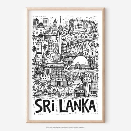 01 - Sri Lanka Travel Art - Pencil Style Art - Digital Download - Main.jpg