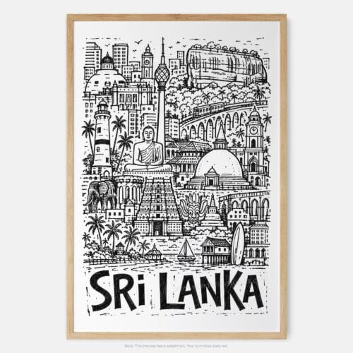 01 - Sri Lanka Travel Art - Pencil Style Art Print - Main - Vertical.jpg