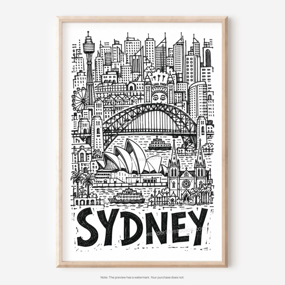 01 - Sydney City Art - Pencil Style Art - Digital Download - Main.jpg