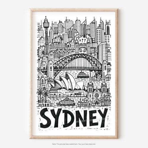 01 - Sydney City Art - Pencil Style Art - Digital Download - Main.jpg