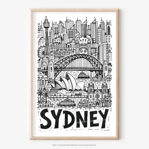 01 - Sydney City Art - Pencil Style Art - Digital Download - Main.jpg