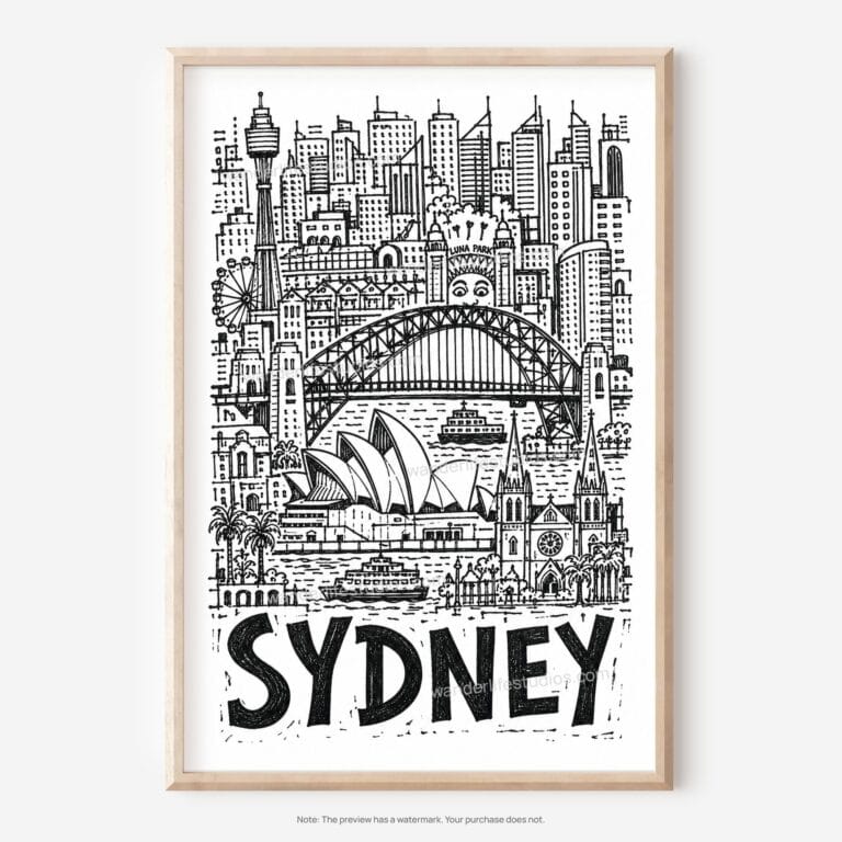 01 - Sydney City Art - Pencil Style Art - Digital Download - Main.jpg