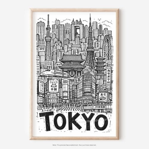 01 - Tokyo City Art - Pencil Style Art - Digital Download - Main.jpg