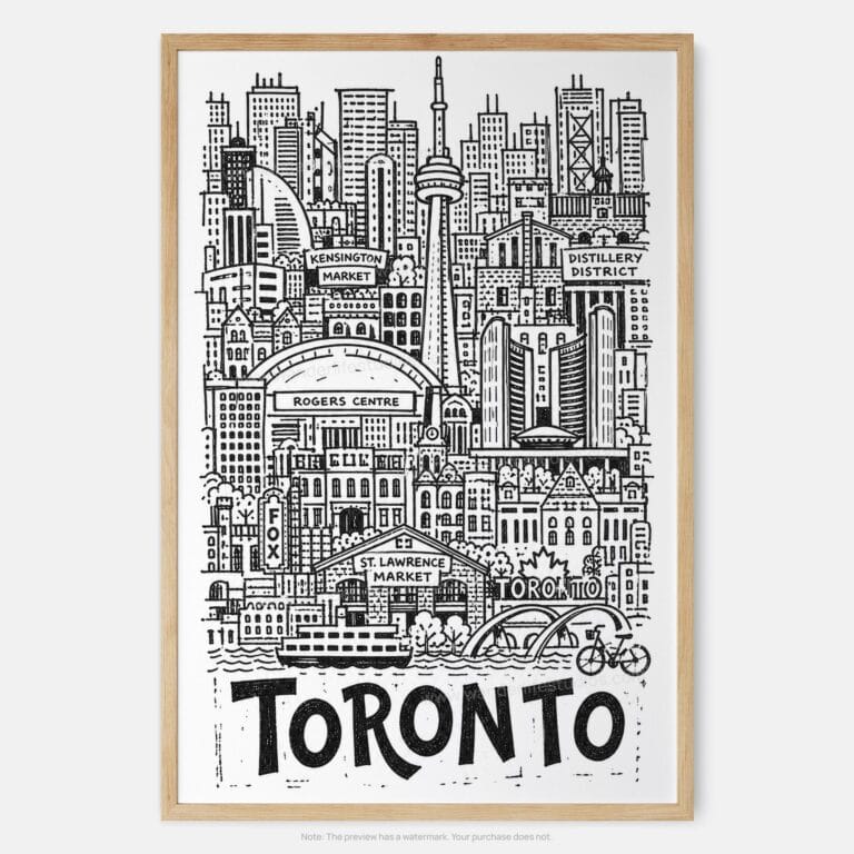 01 - Toronto City Art - Pencil Style Art Print - Main - Vertical.jpg