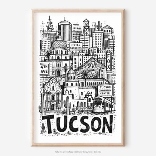 01 - Tucson City Art - Pencil Style Art - Digital Download - Main.jpg