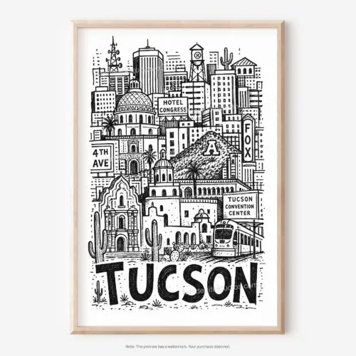 01 - Tucson City Art - Pencil Style Art - Digital Download - Main.jpg