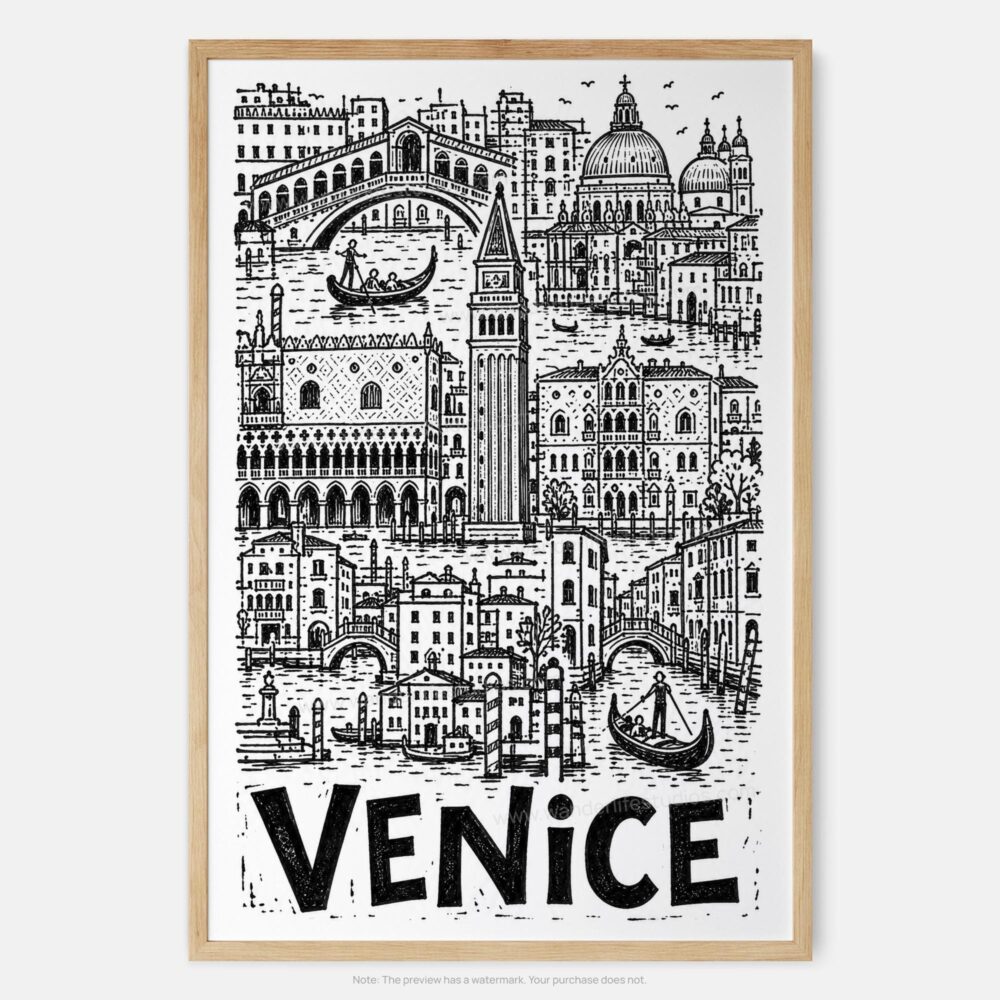 01 - Venice City Art - Pencil Style Art Print - Main - Vertical.jpg 01 - Venice City Art - Pencil Style Art Print - Main - Vertical.jpg