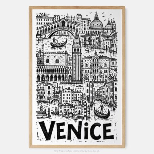 01 - Venice City Art - Pencil Style Art Print - Main - Vertical.jpg