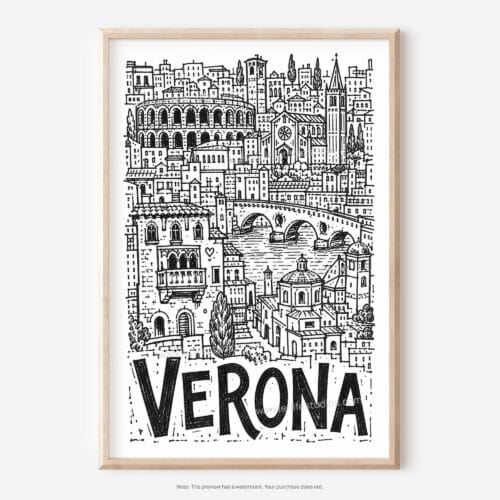 01 - Verona City Art - Pencil Style Art - Digital Download - Main.jpg